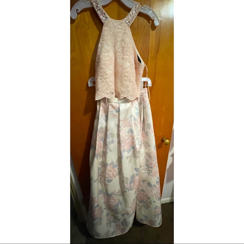 Homecoming/Prom two piece long floral dress